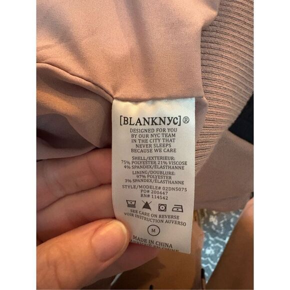 Blush Pink Cropped Bomber Jacket Utility Pockets Snap Front Lightweight - Picture 4 of 12